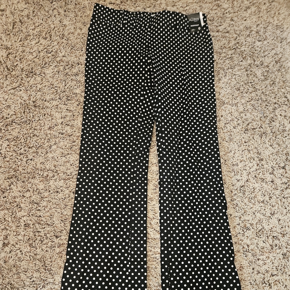New York & Company Black and White Polka Dot Bootcut Pants